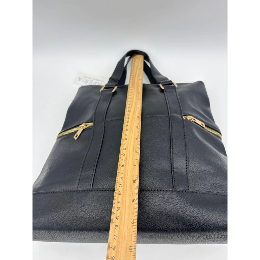 EMPERIA LOS ANGELES Black Vegan Leather Handbag NEW Bag Backpack Satchel Large